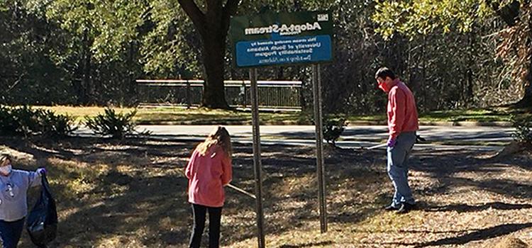 SGA and others participating in Clean Up Day on February 20, 2021
